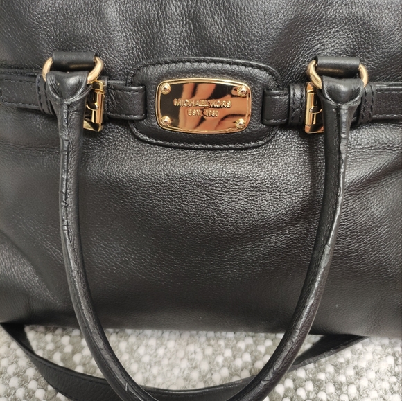 MICHAEL KORS Hamilton Black Large Leather Tote Shoulder Bag - Picture 12 of 15